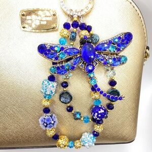 💙💚Luxury Bag/Phone Chain Charm/Keychain Rhinestone Dragonfly Brooch Crystal Bead